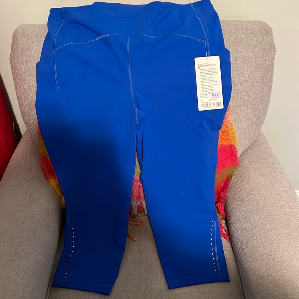 NWT Lululemon Swift Speed HR Crop Legging 21” Long in bright blue color!